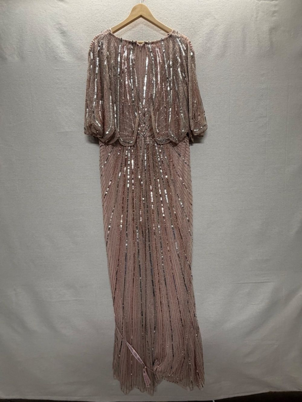 NWT Mac Duggal Sequined V Neck Cape Sleeve Gown - size 20 - Picture 5 of 8
